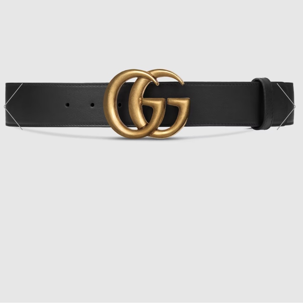Gucci Marmont Wide Belt- Black & Gold Size 75